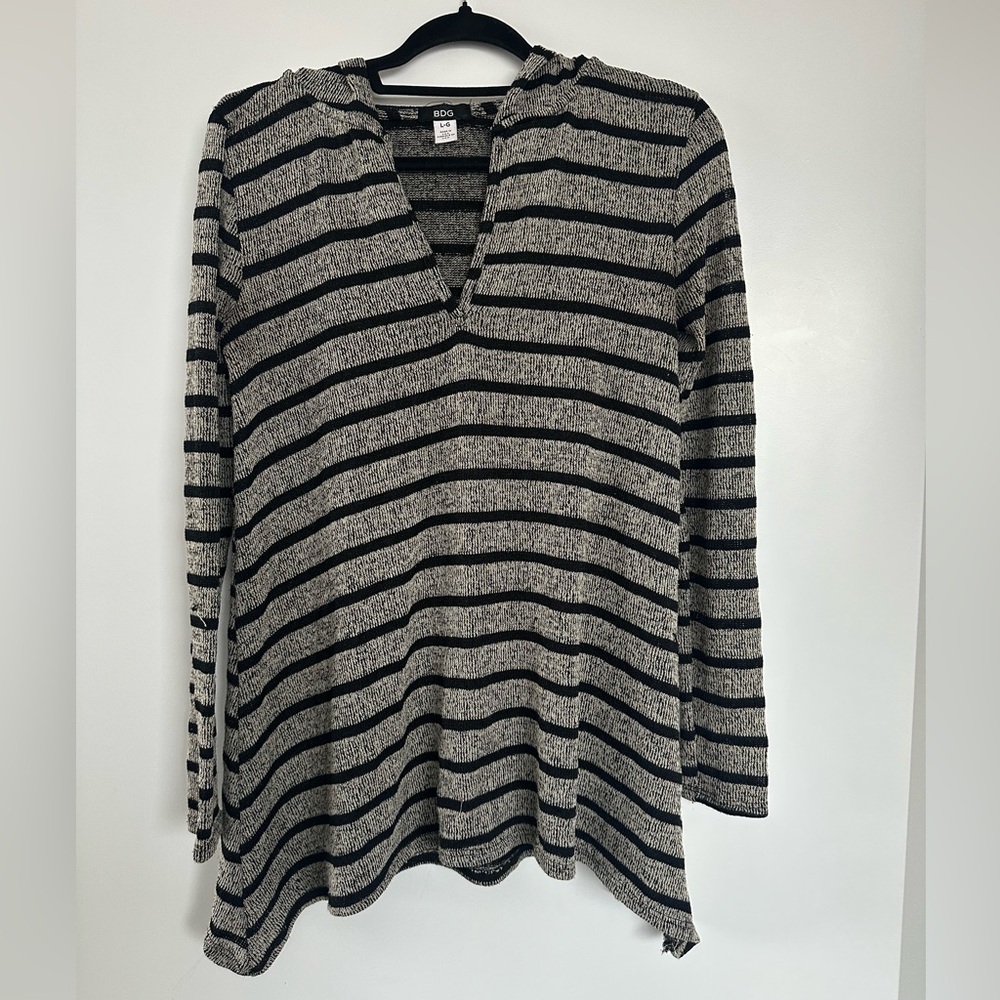 Urban Outfitters Striped Hooded Knit Pullover Sweater